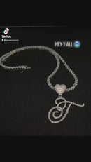 Heart Cursive Initial Letter Pendant