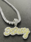 Double Plated Custom Name Plate Women’s Tennis Necklace