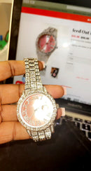 Iced Out Baby Pink Women’s Watch
