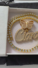 Iced Out Custom Cursive Butterfly Necklace