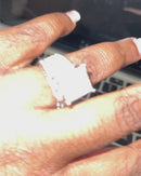 Square Cluster Ring 18K Silver Plated