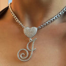 Heart Cursive Initial Letter Pendant - Boujee Collection By Jeneen