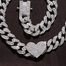 2Pc Rapper Full Heart-shaped Cuban Link - Boujee Collection By Jeneen