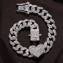 2Pc Rapper Full Heart-shaped Cuban Link - Boujee Collection By Jeneen